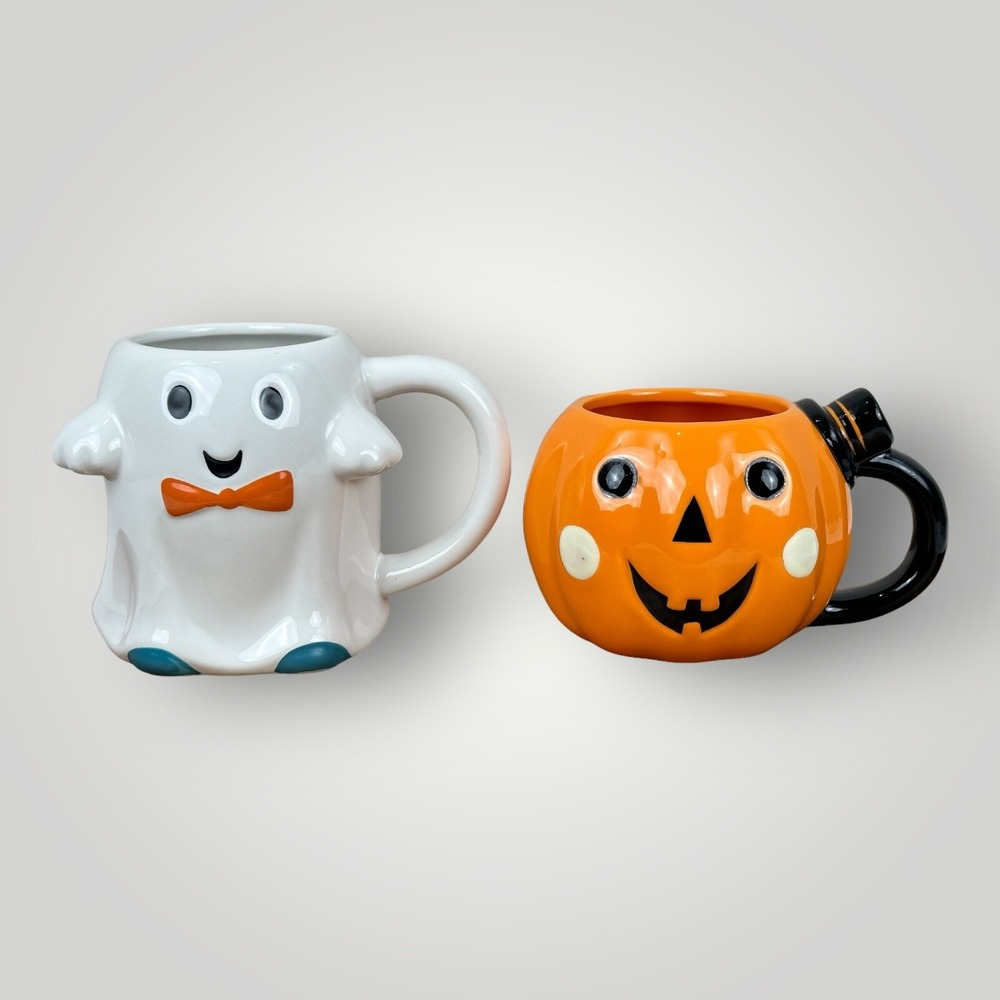 Target Hyde & Eek Halloween Ghost Mug & Pumpkin Jack O'lantern Mug (SET OF 2)